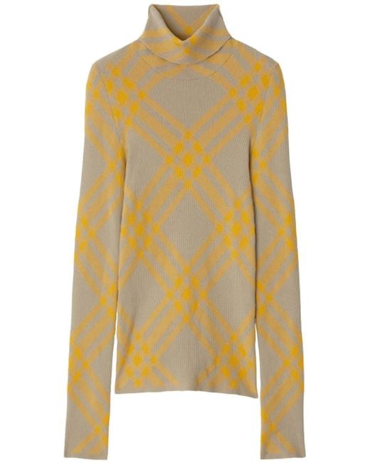 Burberry Yellow Checked Wool-Blend Jumper for men