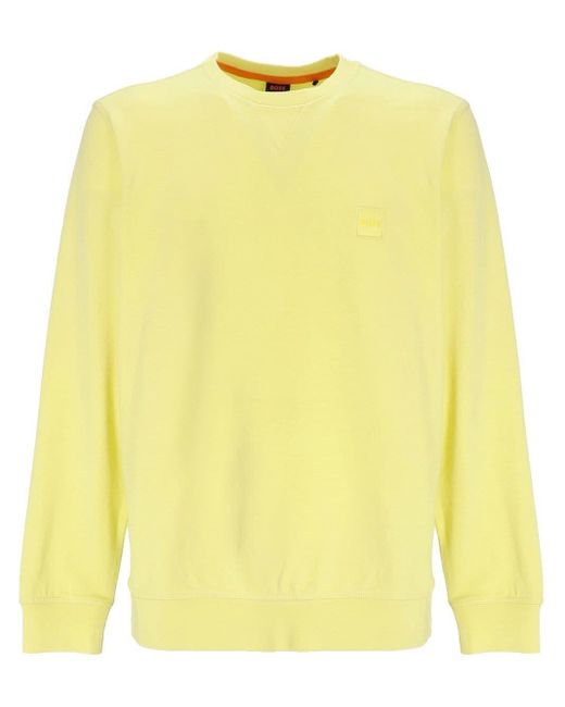 Maglione girocollo con ricamo da Uomo di BOSS by HUGO BOSS in Giallo | Lyst