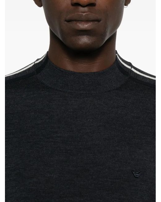 メンズ Emporio Armani ストライプディテール セーター Black
