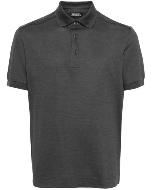 Zegna Black Piqué Cotton-blend Polo Shirt for men