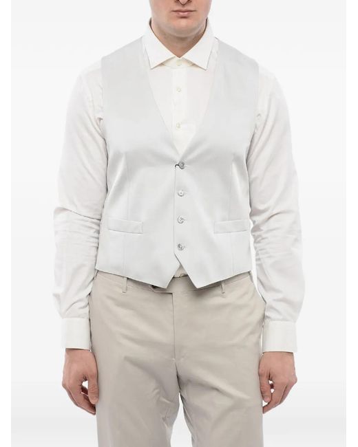 Corneliani White Single-Breasted Martingale Waistcoat for men