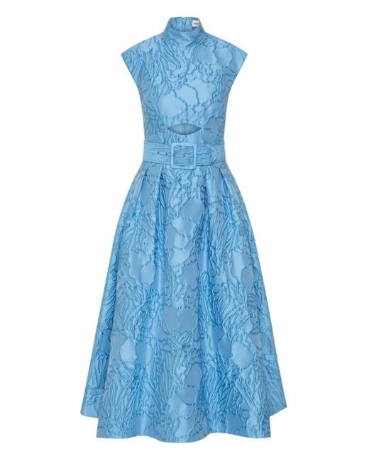 Rebecca Vallance Blue Aegir Cut-Out Belted Midi Dress