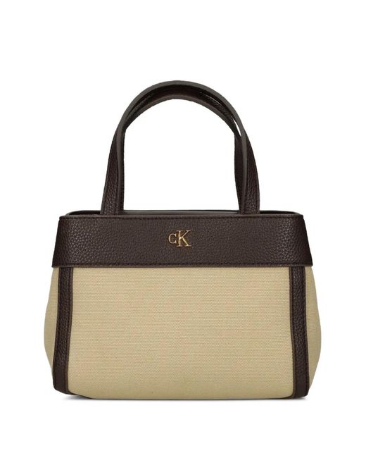 Calvin Klein Black Logo-Plaque Tote Bag