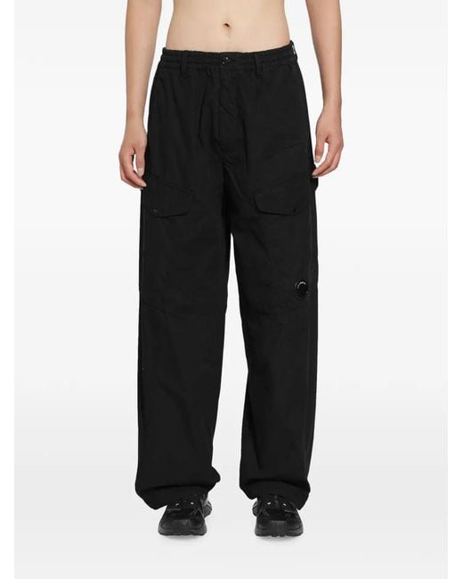C P Company Black Micro-Reps Cargo Pants for men