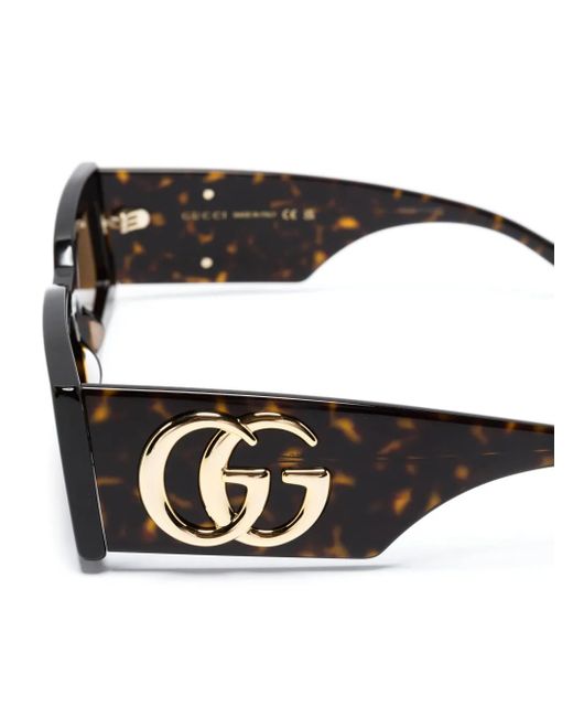 Gucci Natural Logo-Plaque Rectangle-Frame Sunglasses