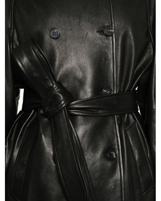 Nour Hammour Black Quinn Double-Breasted Leather Coat