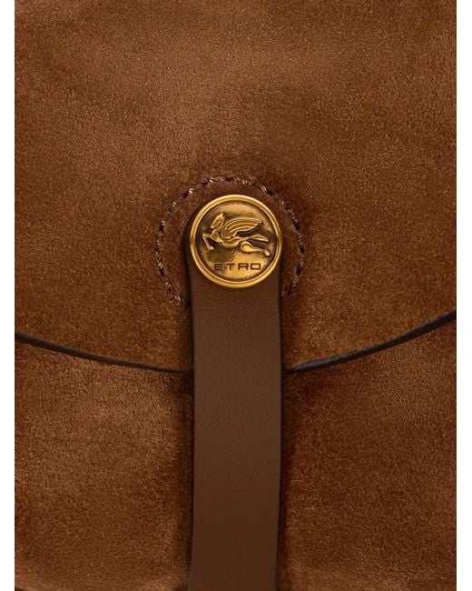 Etro Brown Small Pony Fringes Shoulder Bag