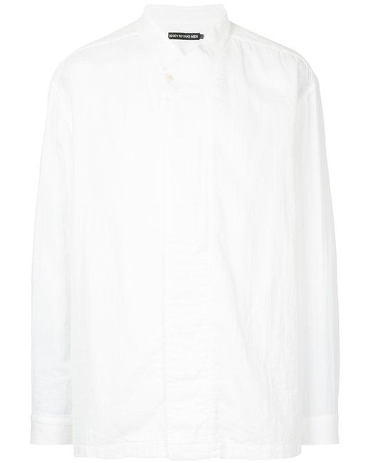 Issey Miyake White Mandarin Collar Shirt for men