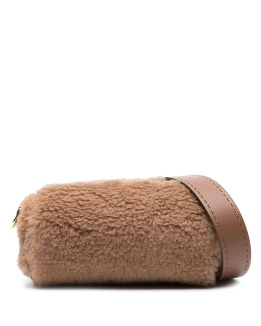 Max Mara Brown Schultertasche aus Teddyfleece