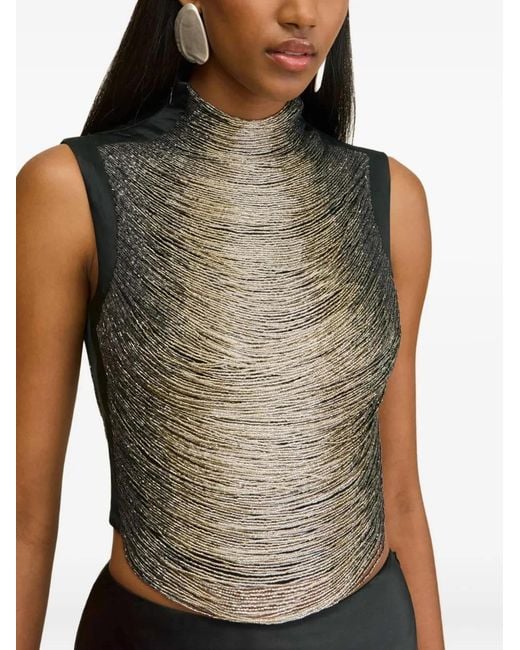 Cult Gaia Black Taraji Bead-Embellished Tank Top