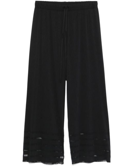 Pleats Please Issey Miyake Black Gerippte Hose