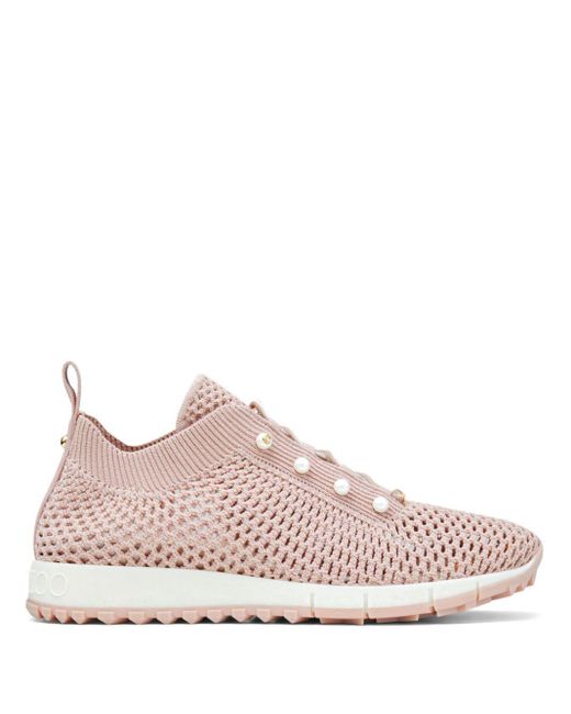 Sneakers Veles con decorazione di perle di Jimmy Choo in Pink