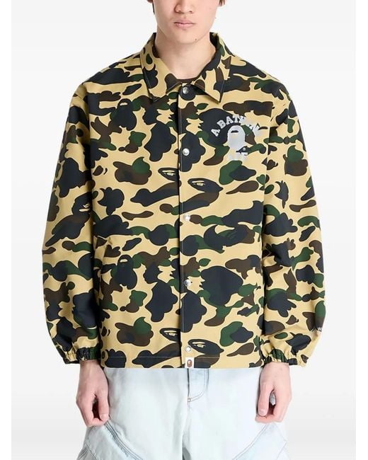 A Bathing Ape Yellow Logo-Print Camouflage-Pattern Jacket for men