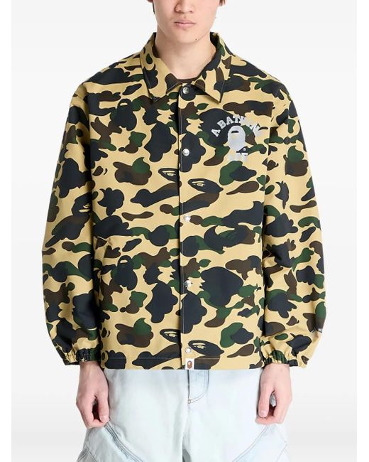 A Bathing Ape Yellow Logo-Print Camouflage-Pattern Jacket for men