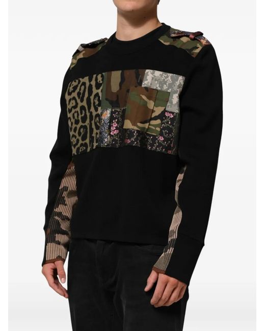 Dolce & Gabbana Black Patchwork Sweater for men