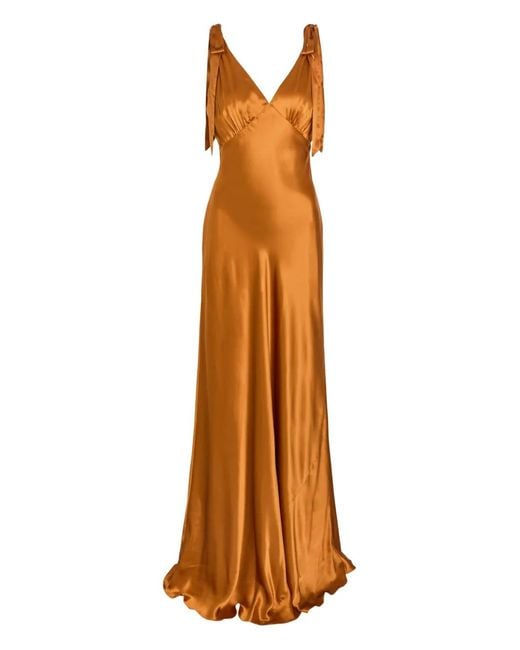 Reformation Brown Pernille Silk Gown