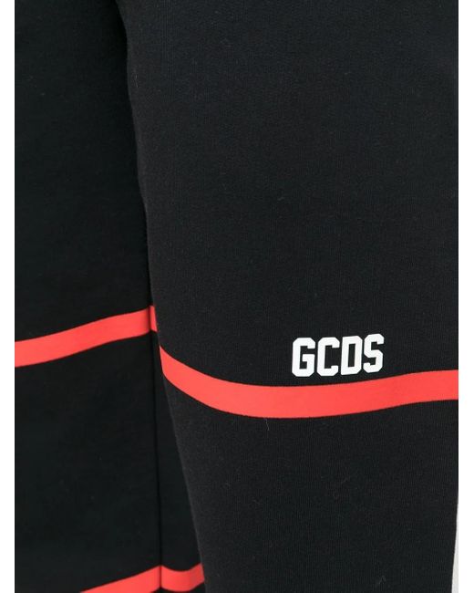 Gcds Black Striped Cotton Track Pants for men