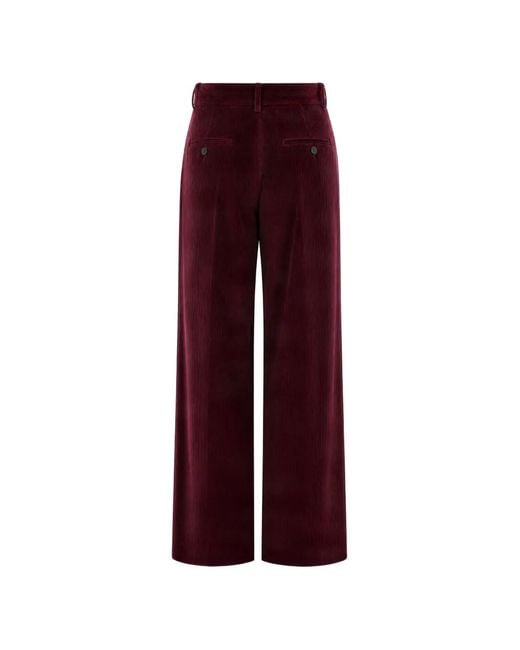 Max Mara Red Corduroy Wide-Leg Trousers