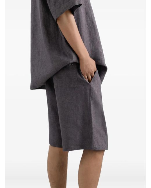 Dolce & Gabbana Gray Linen Bermuda Shorts for men