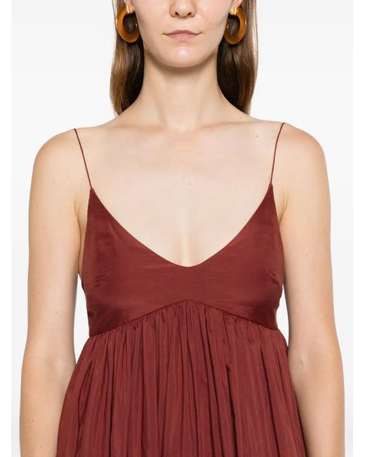 Matteau Red Voluminous Bralette Midi Dress
