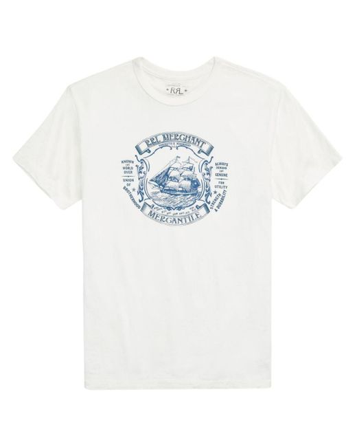 RRL White Graphic-print Cotton T-shirt for men