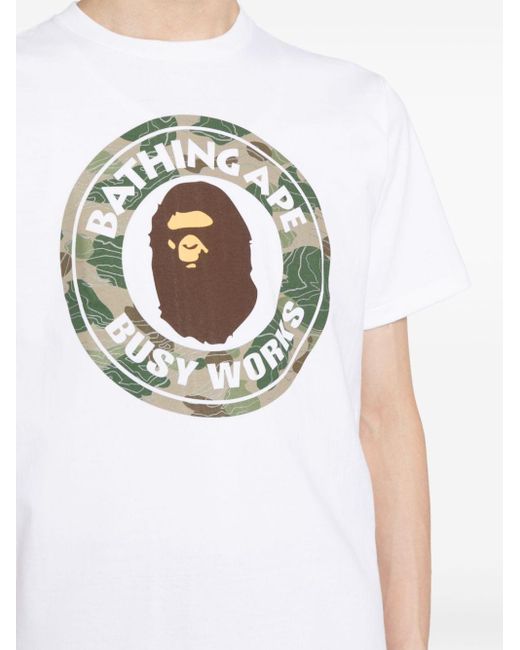 T-shirt Woodland Camo en coton A Bathing Ape pour homme en coloris White