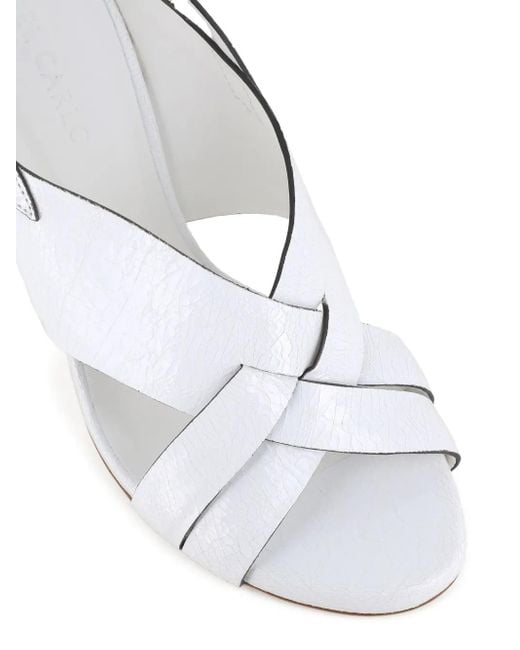 Roberto Del Carlo White Slingback Cross-Strap Sandals
