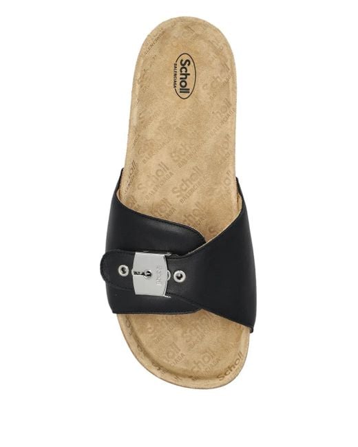 Balenciaga Black Buckle-Fastening Leather Slides for men