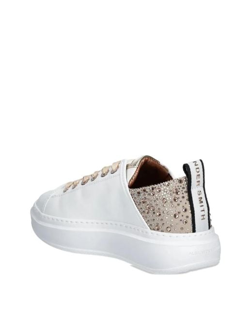Alexander Smith White Sneakers Mit Kristallen