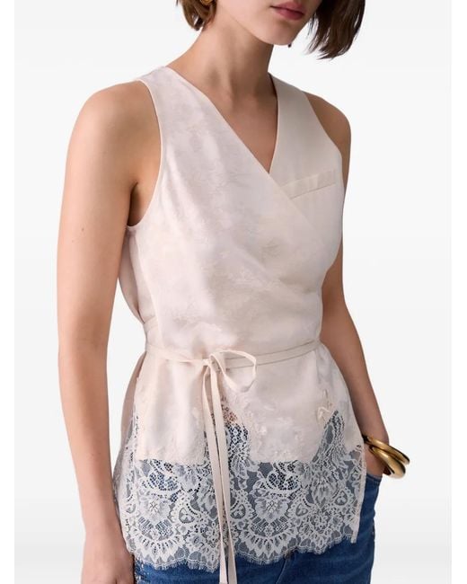 Liu Jo Pink Jacquard Top With Lace Details