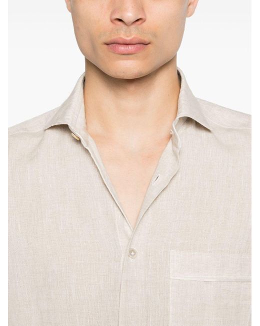 Chemise en lin à col classique Eleventy pour homme en coloris White
