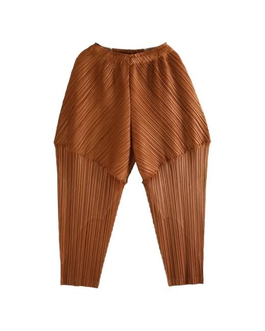 Pleats Please Issey Miyake Brown Pleated Trousers