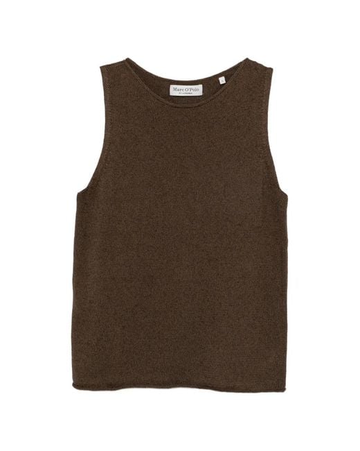 Marc O' Polo Brown Fine-Knit Sleeveless Vest