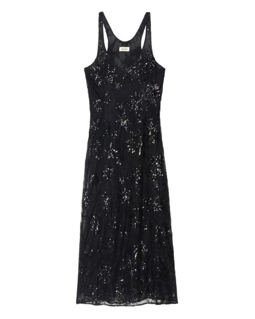 Zadig & Voltaire Black Rarysa Star-Embroidered Woven Midi Dress