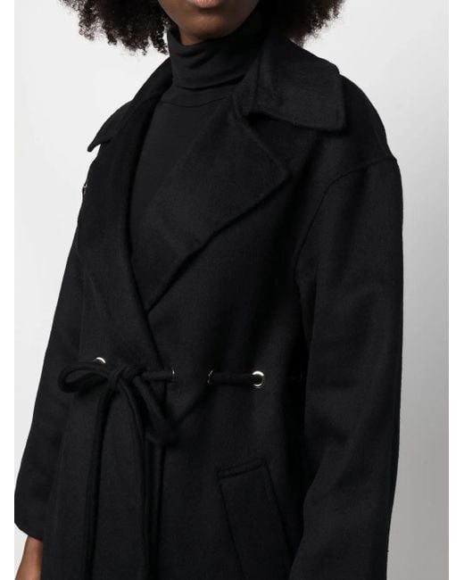 Ba&sh Black Kate Drawstring Wool-Blend Coat