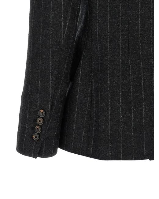 Brunello Cucinelli Black Pinstripe Blazer