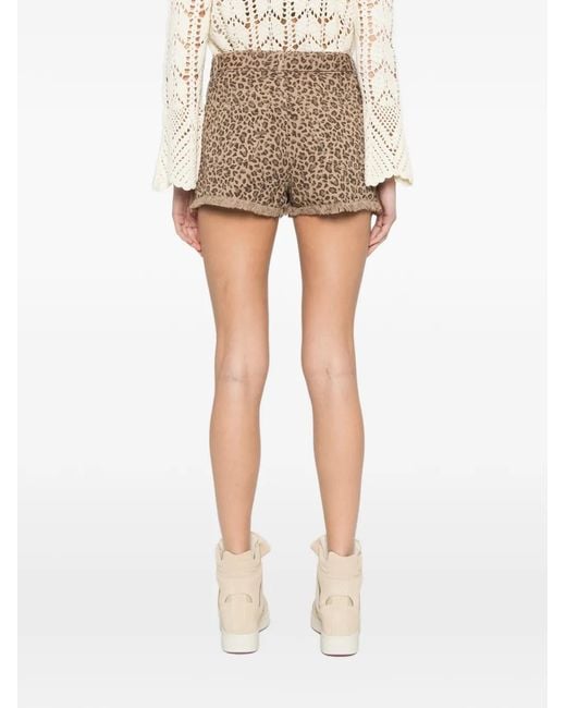 Twinset Brown Leopard-Pattern Shorts
