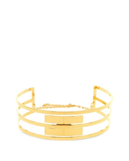 Elisabetta Franchi Metallic Logo Rigid Necklace