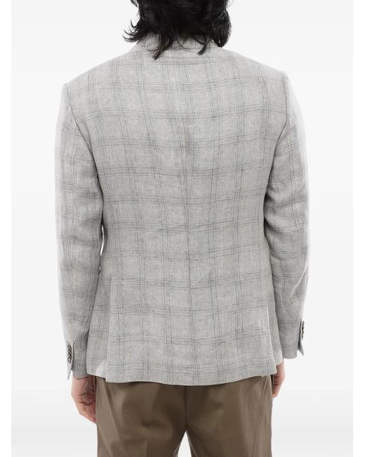 Corneliani Gray Check-Pattern Single-Breasted Blazer for men