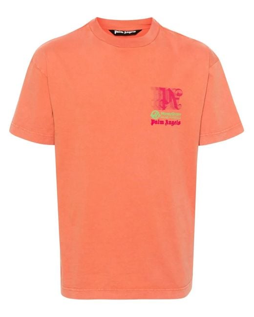 Palm Angels X Moneygram T-Shirt Met Print in het Orange