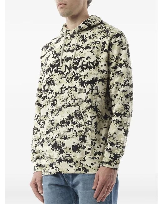 Givenchy Green Camouflage-Pattern Logo-Print Hoodie for men