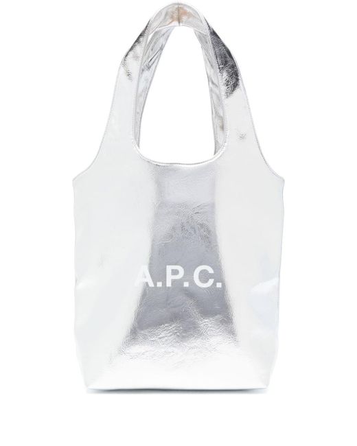 A.P.C. White Small Ninon Tote Bag for men