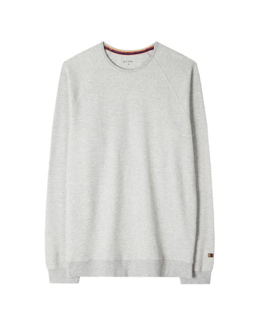 Paul Smith White Waffle-Knit Raglan-Sleeve Sweatshirt for men