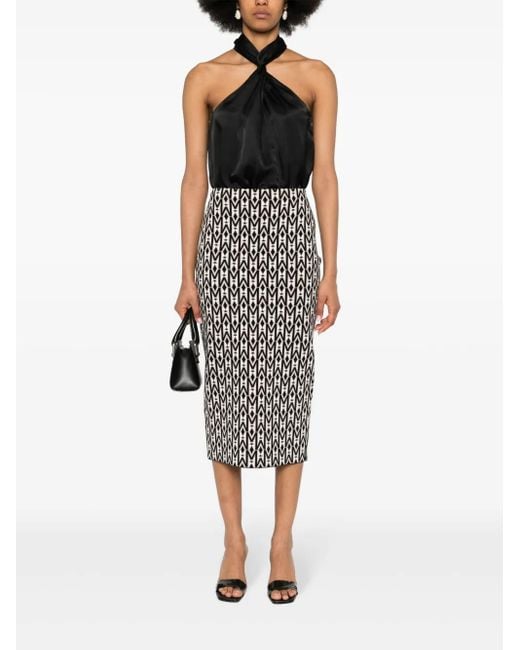Mackage Black Geometric-Pattern Knitted Skirt