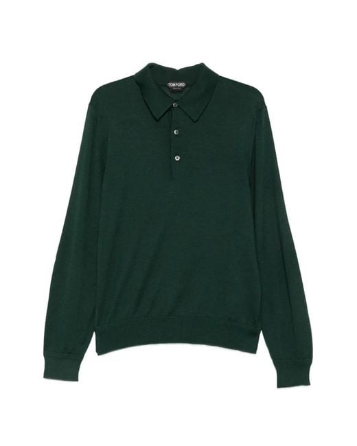 Tom Ford Green Long-Sleeve Polo Shirt for men