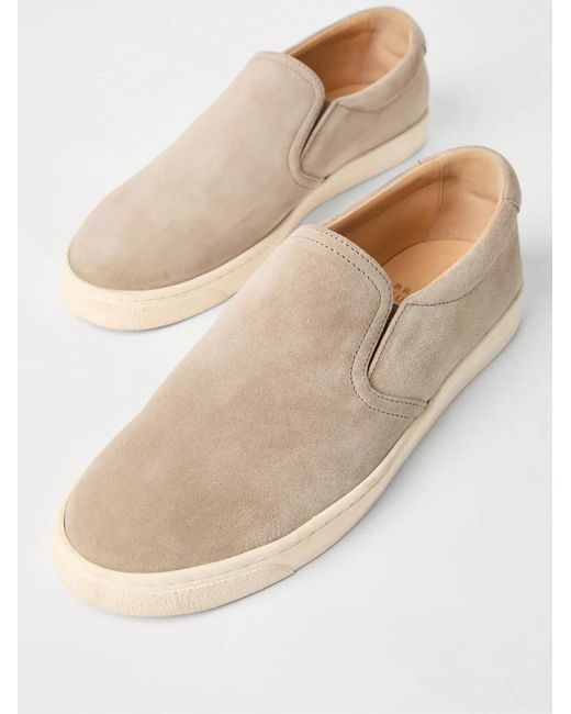 Brunello Cucinelli Natural Suede Slip On Sneakers for men