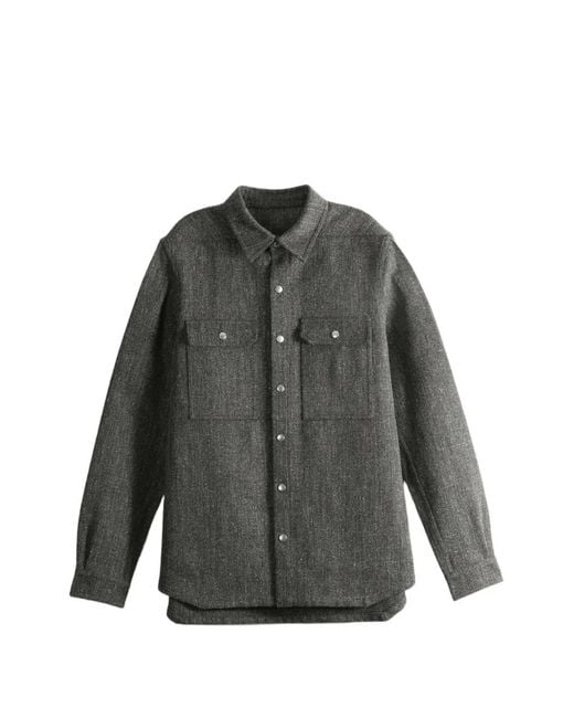 Rick Owens Gray Chest-Pocket Shirt Jacket for men