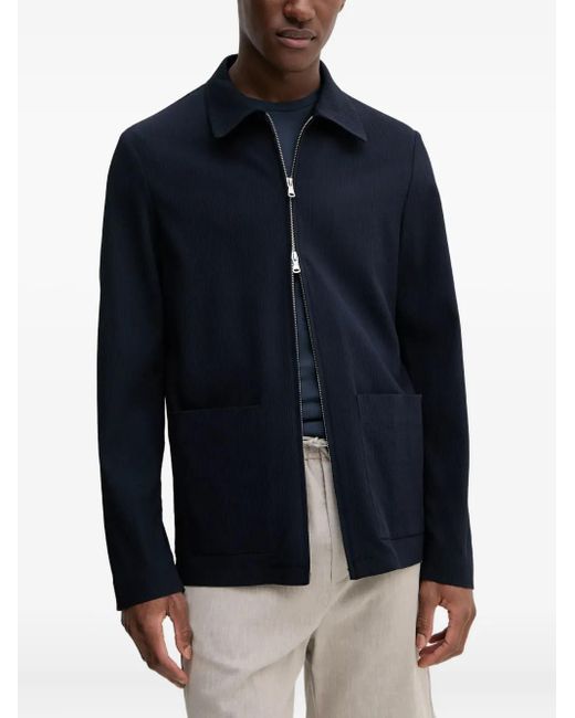 Chaqueta de canalé de manga larga Barena de hombre de color Blue
