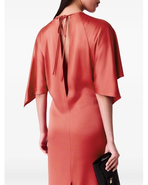 Stella McCartney Red Cape-Sleeve Open-Back Maxi Dress