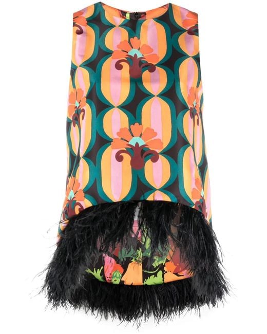 LaDoubleJ Black La Scala Feather-Trim Blouse